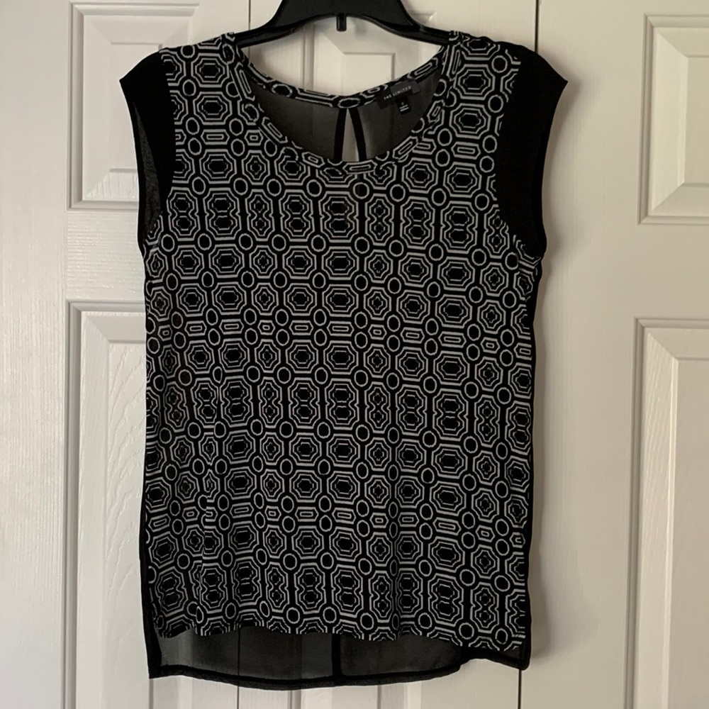 The Limited sleeveless blouse, black & white, size S